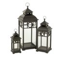 Lot De 3 Lanternes En Bois "ibiza" 78cm Noir