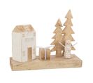 Décoration En Bois "maison Cadeau" 40cm Naturel