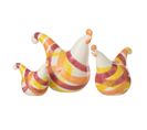 Lot De 3 Statuettes Coqs "lignes" 25cm Orange