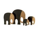 Lot De 4 Statuettes En Bois "éléphants" 27cm Noir