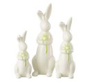 Lot De 3 Statuettes Lapins "fleurs" 23cm Blanc et Vert