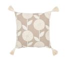 Coussin Déco Brodé "fleurs" 45x45cm Beige