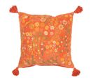 Coussin Velours Design Fleurs "mexican" 50x50cm Orange