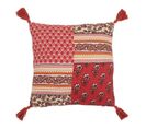 Coussin à Pompons Fleurs "mexican" 45x45cm Rouge