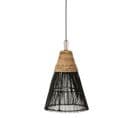 Lampe Suspension En Rotin "cone" 42cm Noir