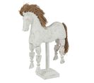 Statuette Déco En Bois "cheval Marionnette" 35cm Blanc