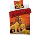 Parure De Lit Réversible - Le Roi Lion Simba Et Mufasa - 140 Cm X 200 Cm