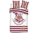 Parure De Lit Réversible Harry Potter - Blason Hogwarts - Blanche Et Rouge - 140 Cm X 200 Cm