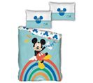 Parure De Lit Simple- Mickey Sur Un Arc En Ciel - 140 Cm X 200 Cm