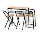 Table De Bar Et Ses 2 Tabourets - Noir Et Beige - H. 88,5 Cm