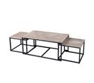 Trio De Tables Basse Country Side - H. 45 Cm - Noir Et Effet Bois