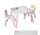 Table Avec Chaise Enfant Design Licorne - Blanc Et Rose