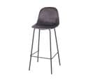 Ima Tabouret De Bar En Velours Gris Avec Pied Metal Noir Style Industriel 47x43x76/105cm