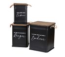 Trio De Caisse De Rangement en Métal Loft - H 51 Cm - Noir Et Bois