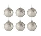 Lot De 6 Boules De Noël "brillant" 8cm Argent