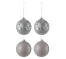 Lot De 4 Boules De Noël Design "atop" 10cm Gris