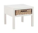 Table De Chevet Avec Panier "tonnin" 50cm Blanc