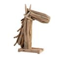 Statue Déco En Bois "tête De Cheval" 28cm Naturel