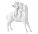 Statue Déco En Résine "cheval et 2 Anges" 24cm Blanc