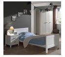 Pack - Lit Enfant, Sommier, Chevet Et Armoire "lewis Ii" 90x200cm Blanc