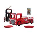 Pack - Lit Enfant Et Matelas "camion De Pompier" 90x200cm Rouge