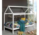 Pack - Lit Cabane Enfant et Matelas "dallas" 90x200cm Blanc