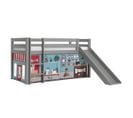 Lit Enfant Surélevé Avec Toboggan "pino Pet Shop" 90x200cm Gris