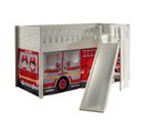 Lit Enfant Toboggan et Tente "scott Fire Trucker" 90x200cm Blanc