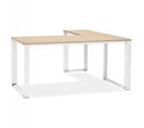 Bureau D'angle Design "hovik" 160cm Naturel et Blanc