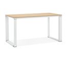 Bureau Design Bois et Métal "lumio" 140cm Naturel et Blanc