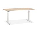 Bureau Design Réglable "électrique" 160cm Naturel et Blanc