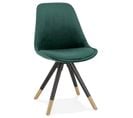 Chaise Vintage Velours et Bois "kili" 83cm Vert et Noir