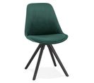 Chaise Vintage En Velours "marty" 84cm Vert et Noir