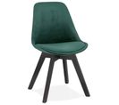 Chaise Design Velours et Bois "pady" 85cm Vert et Noir