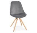 Chaise Vintage En Velours "marty" 84cm Gris