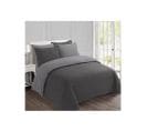 Parure De Couette Flanelle Bicolore - 200 X 200 Cm - Gris Anthracite Et Gris Clair