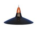 Suspension Cone Dôme Bois Métal  Noir 80 Cm..