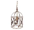 Suspension Lanterne Cage Métal Laiton Vieillir 68 Cm..