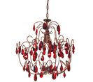 Suspension Poire Métal Marron Or Pampilles Rouge 90 Cm..