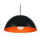 Suspension Demi-boule Métal  Noir,orange 78 Cm.