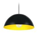 Suspension Demi-boule Métal  Noir,jaune 78 Cm.