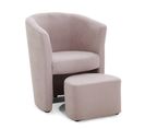 Fauteuil cabriolet et pouf CLAYTON tissu Soro rose