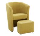 Fauteuil cabriolet et pouf CLAYTON tissu Soro jaune