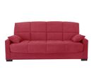 Clic Clac 3 Places Megan 14 Tissu Rouge Avec Accoudoirs Couchage 130x190 Cm L223 X P96 X H103 Cm