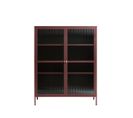 Bjorn - Vaisselier 2 Portes En Verre Strié Et Métal H140cm - Couleur - Bordeaux