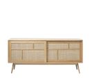 Kiyo - Buffet 2 Portes En Bois Et Cannage L180cm - Couleur - Bois Clair