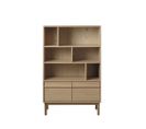 Clane - Bibliothèque 6 Niches, 2 Portes En Bois H140cm - Couleur - Bois Clair