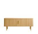 Callan - Meuble TV Aux Portes Coulissantes En Bois Strié L160cm - Couleur - Bois Clair