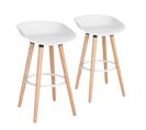 Lot de 2 tabourets de bar scandinave siège polypropylene avec repose-pieds hauteur d'assise 68cm