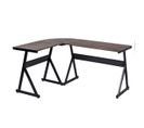 Bureau D'angle Style Industriel Structure En Métal Imitation Noyer 148x112x75cm